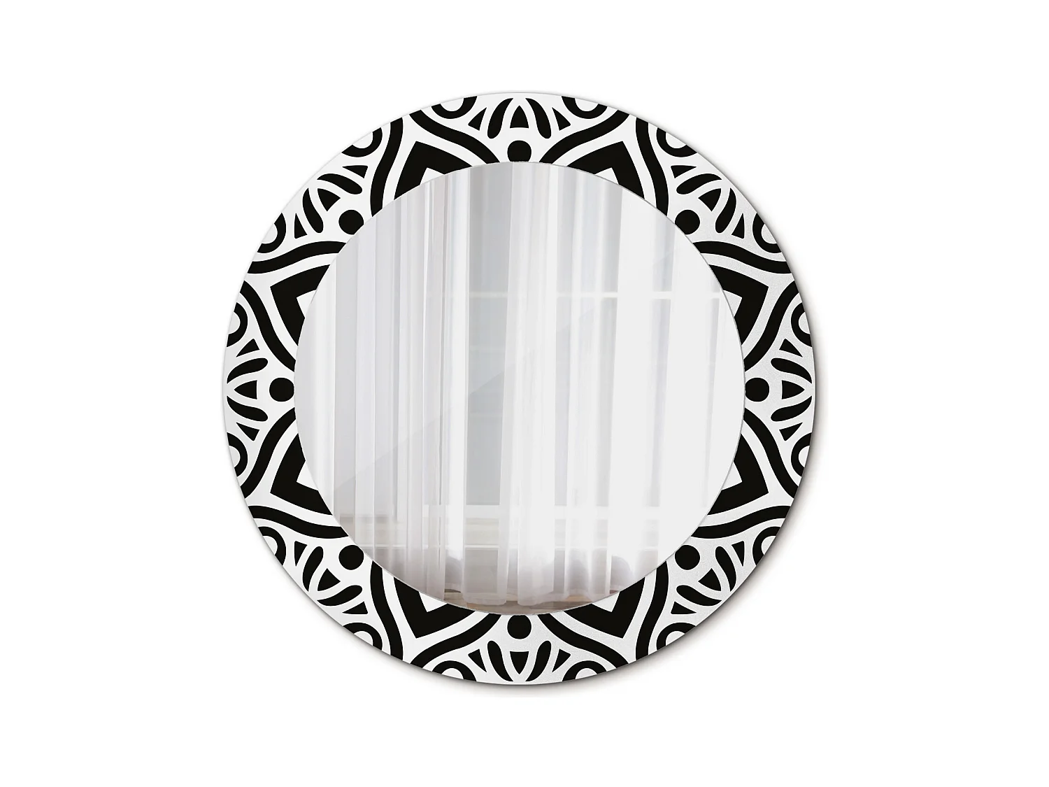 Miroir rond décoratif - Ornement noir - 70 cm