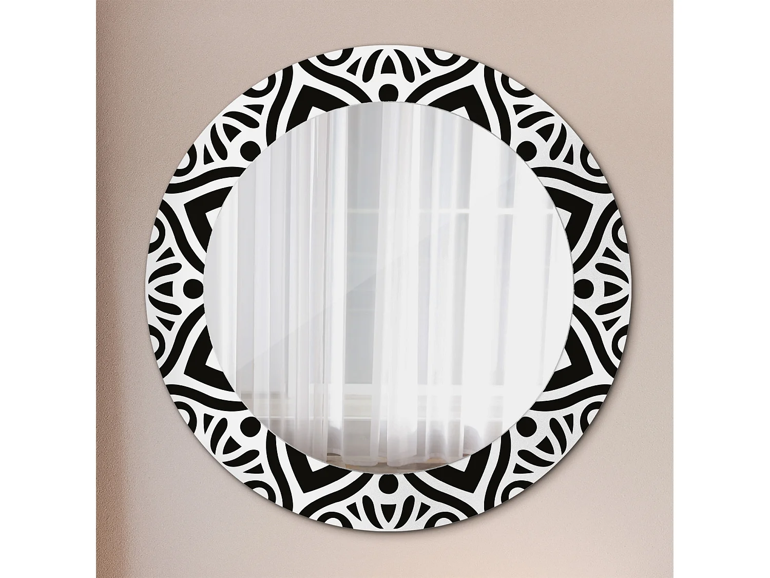 Miroir rond décoratif - Ornement noir - 70 cm