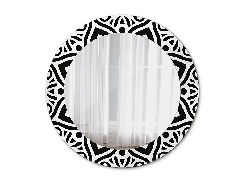 Runder dekorativer Spiegel – schwarzer Rand – 60 cm