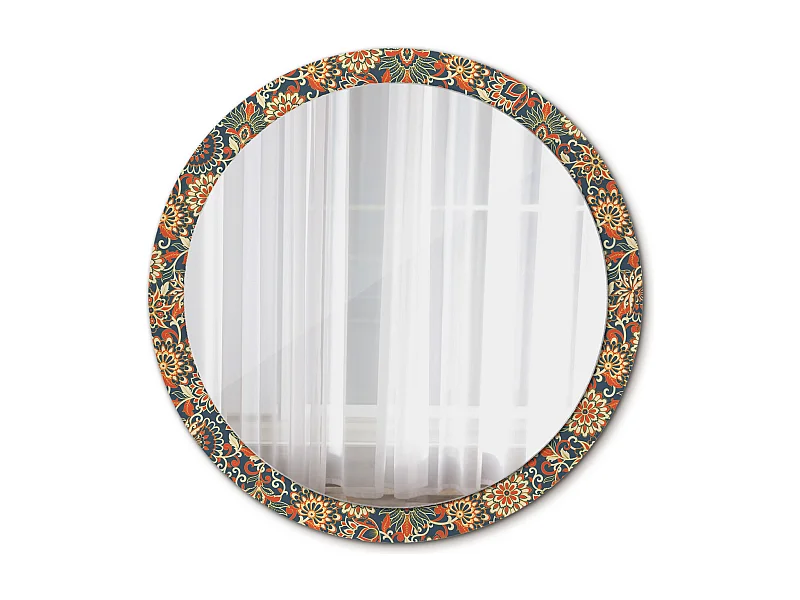 Dekorativer runder Spiegel - Retro-Blumen - 100 cm