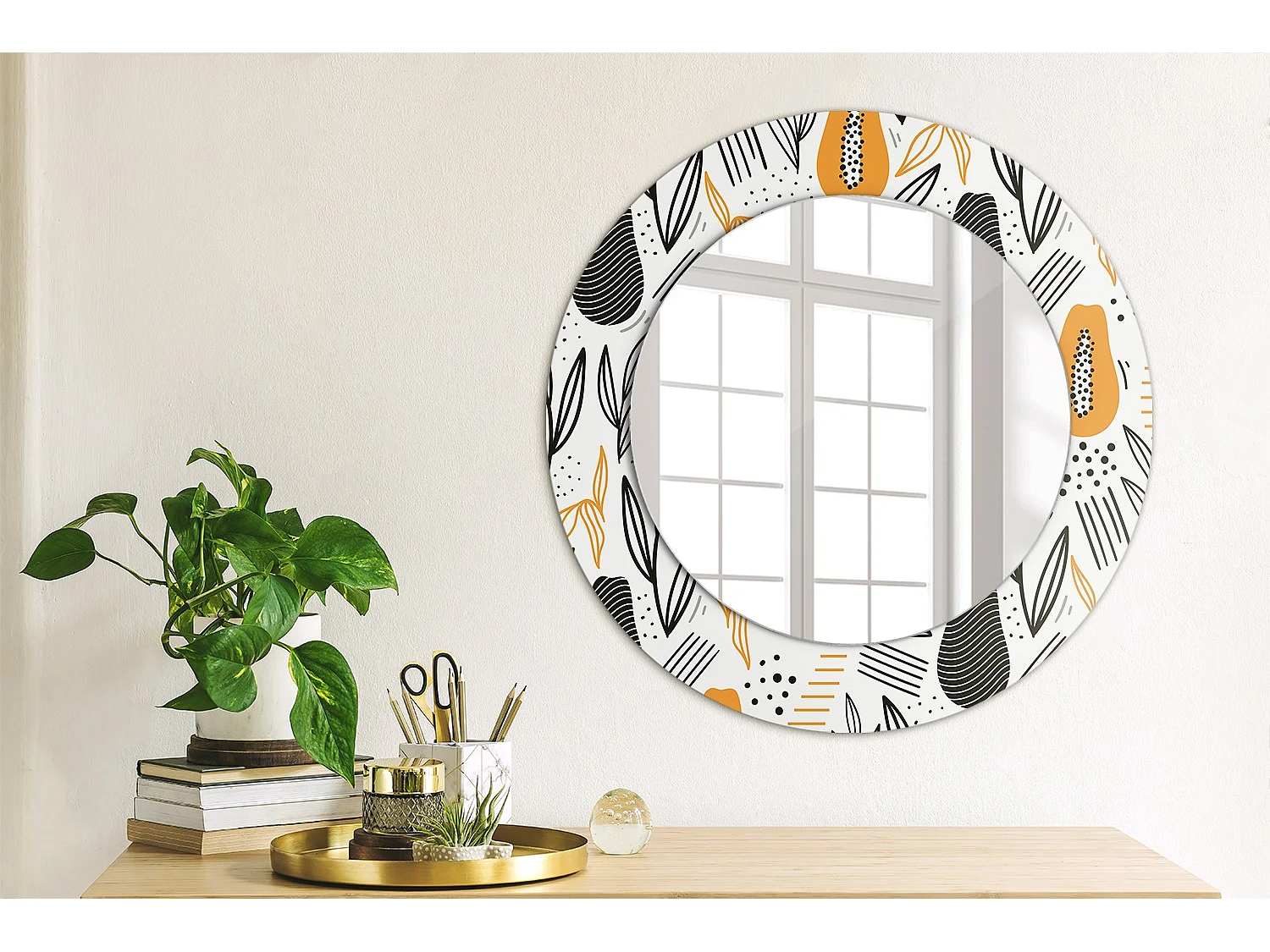 Dekorativer runder Spiegel - Papayas - 50 cm