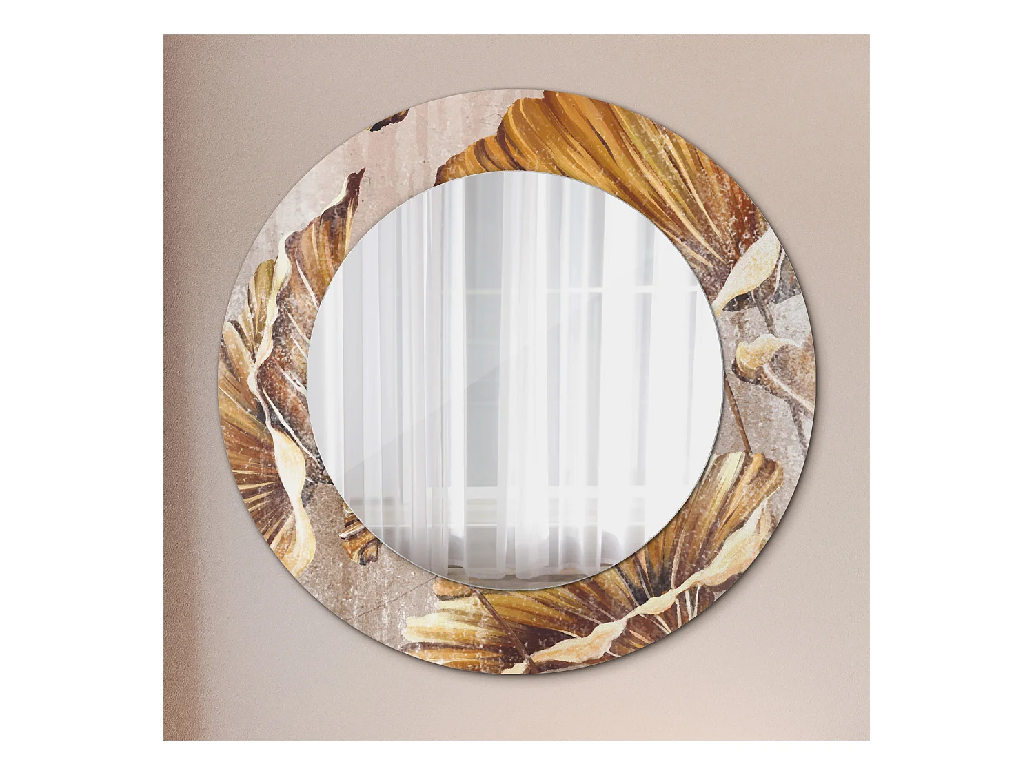 Espejo decorativo redondo - Hojas de Bohemia - 50 cm