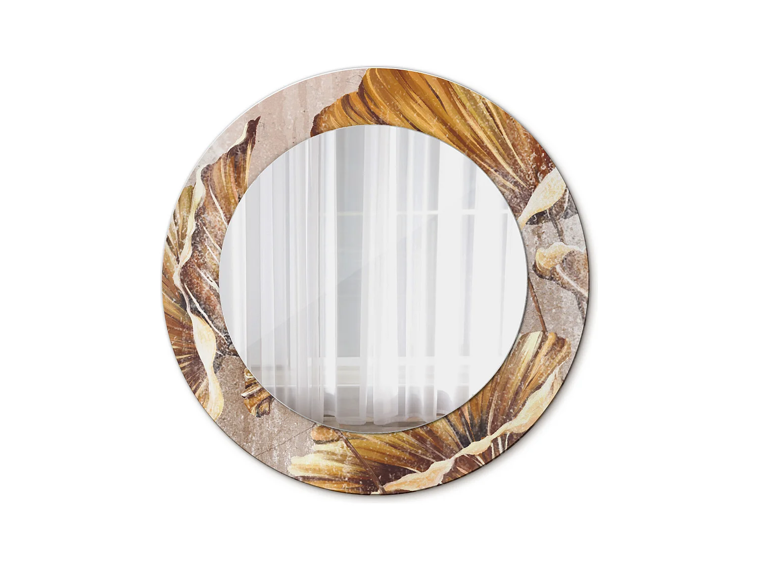 Espejo decorativo redondo - Hojas de Bohemia - 50 cm