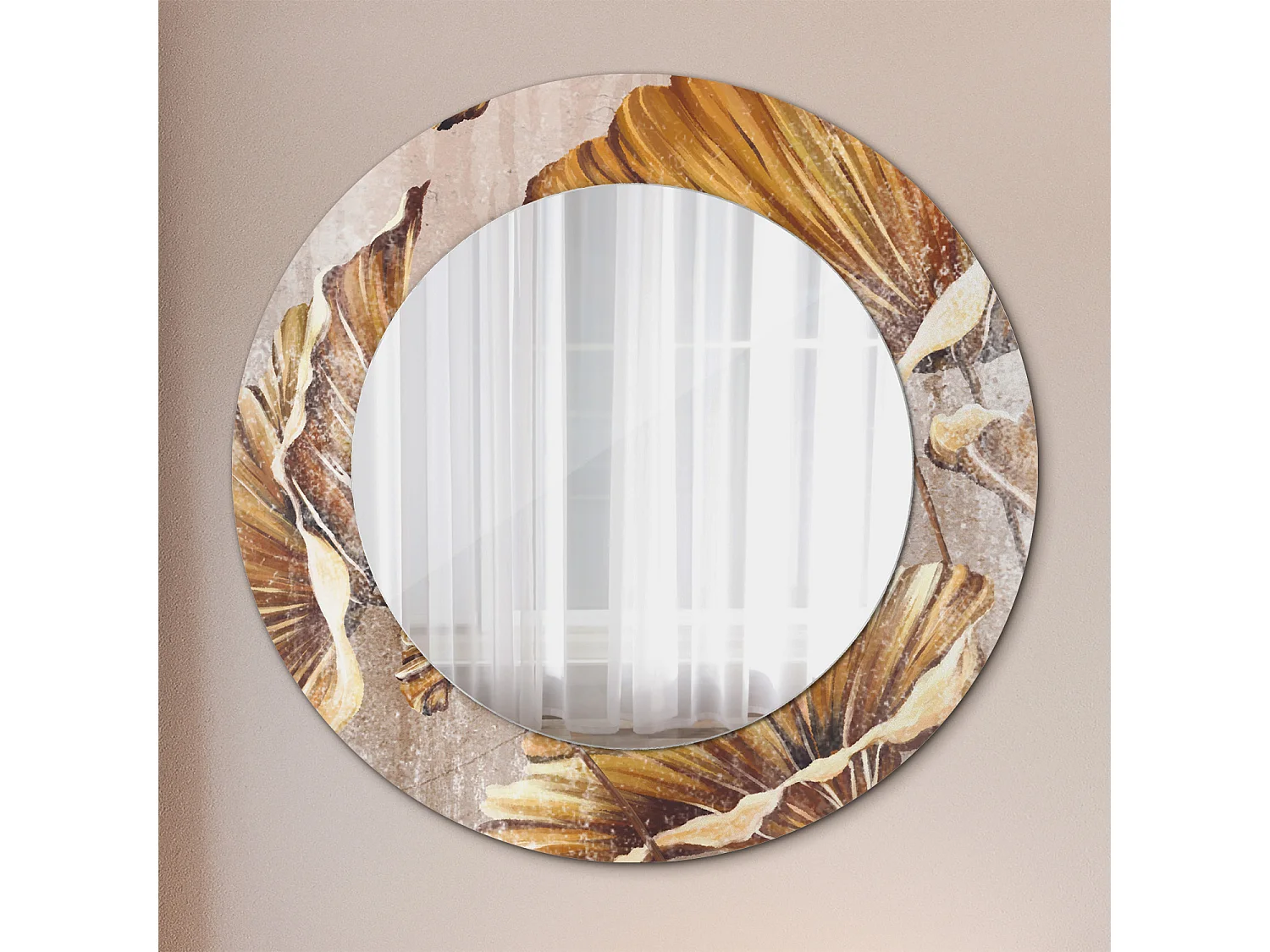 Runder dekorativer Spiegel - Böhmische Blätter - 50 cm