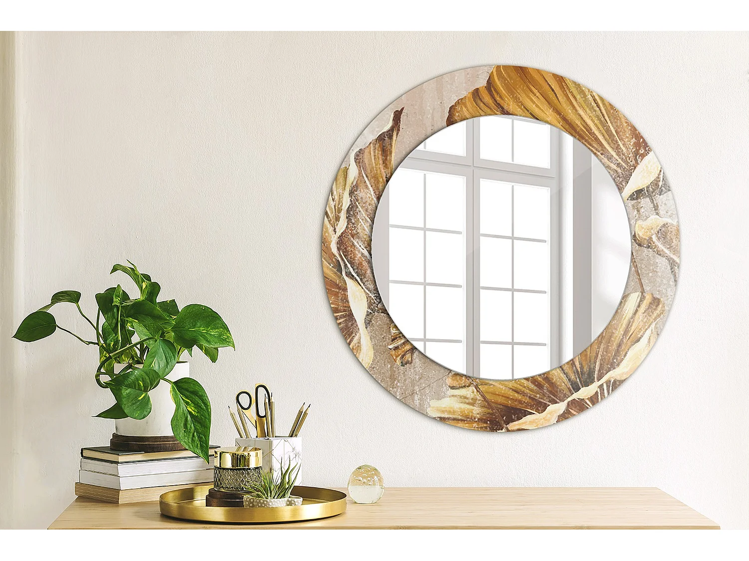 Runder dekorativer Spiegel - Böhmische Blätter - 50 cm