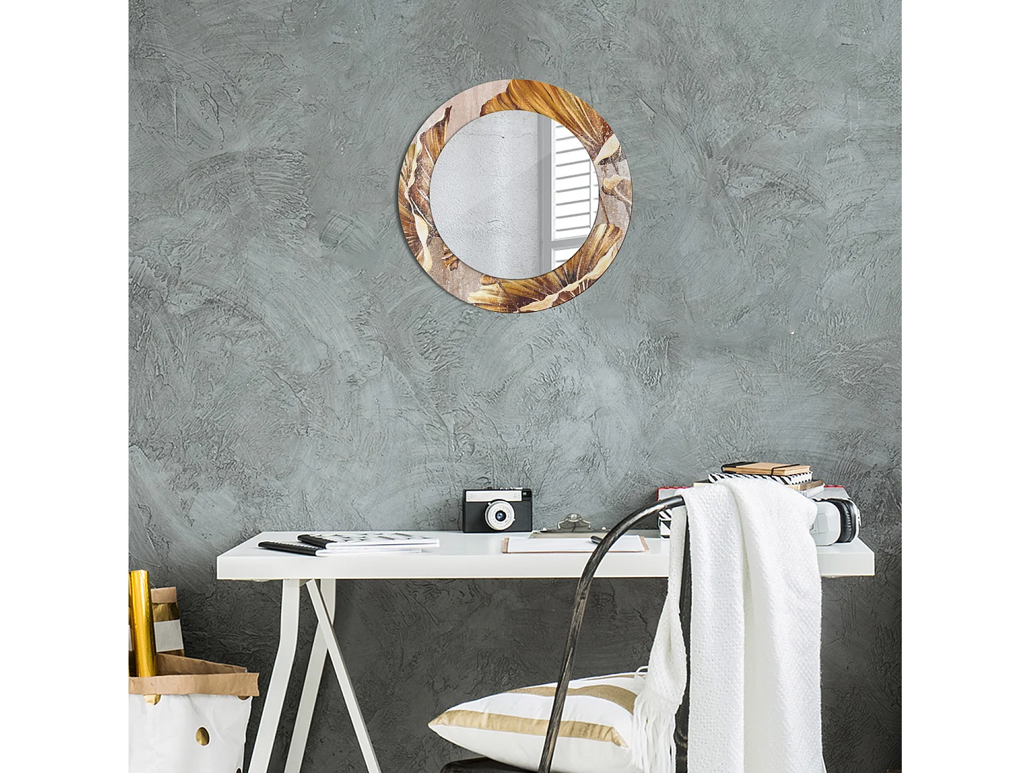 Runder dekorativer Spiegel - Böhmische Blätter - 50 cm