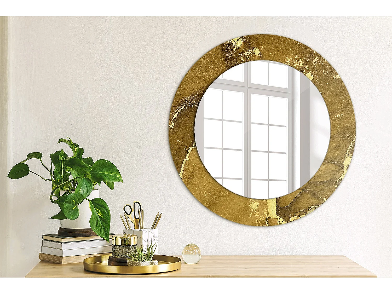 Specchio rotondo decorativo - Turbinii metallici - 50 cm