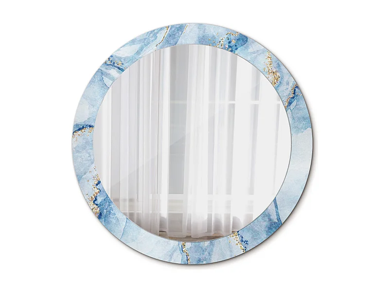 Runder dekorativer Spiegel - Blauer Marmor - 80 cm