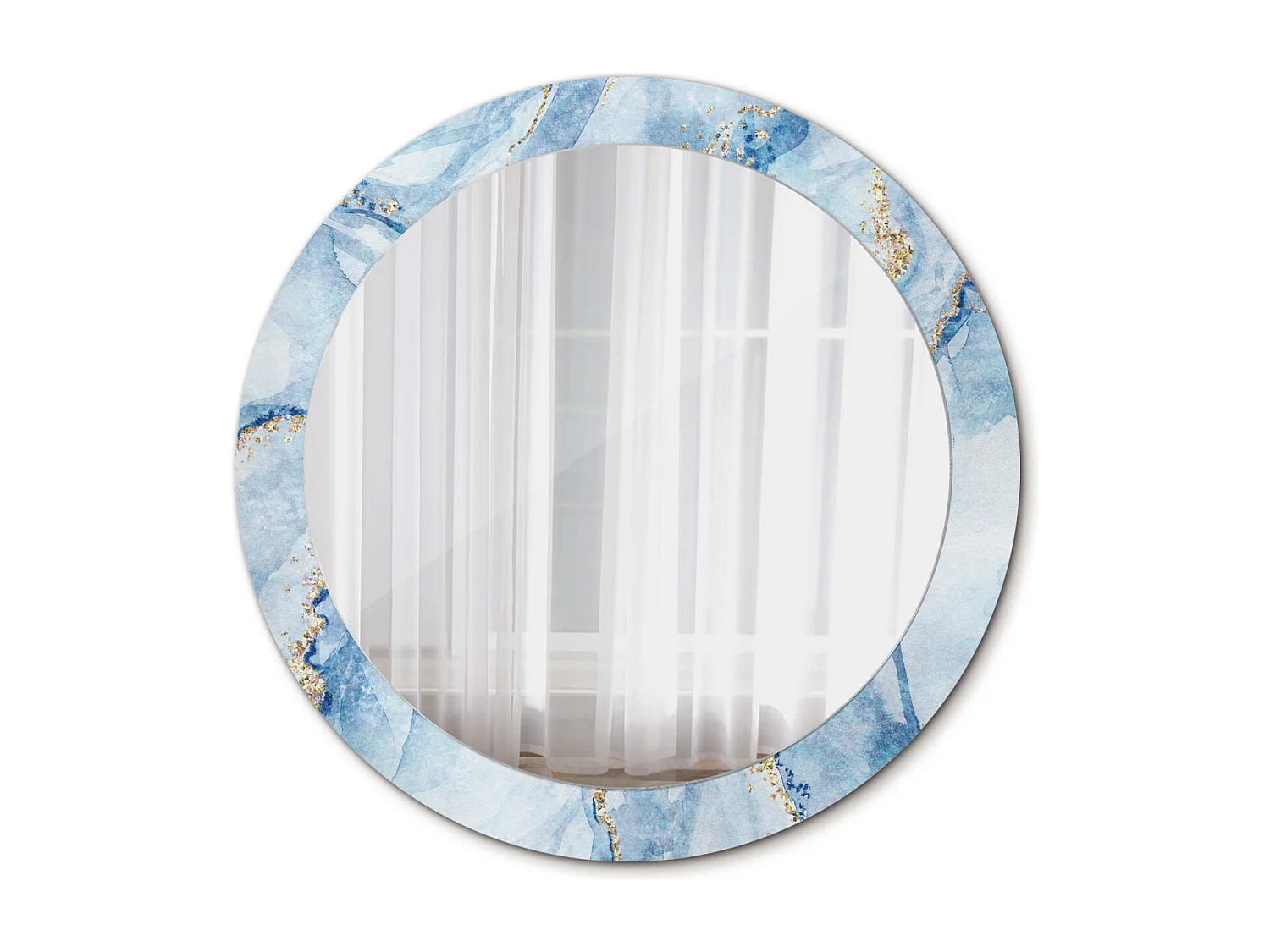 Ronde decoratieve spiegel - Blauw Marmer - 80 cm