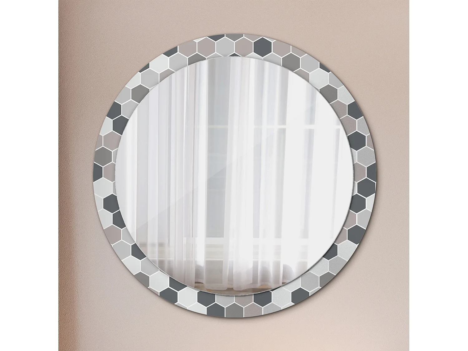 Dekorativer runder Spiegel - Sechseckmuster - 90 cm