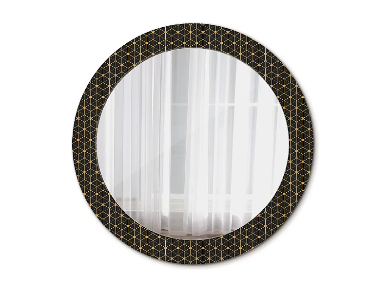 Decoratieve ronde spiegel - zeshoekige geometrie - 60 cm