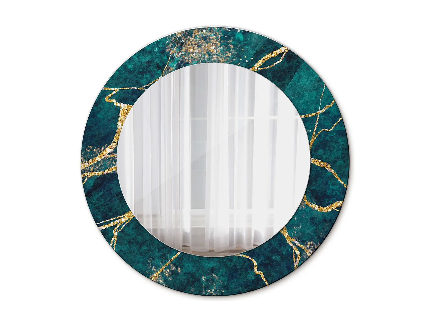 Miroir rond décoratif - Marbre vert - 50 cm