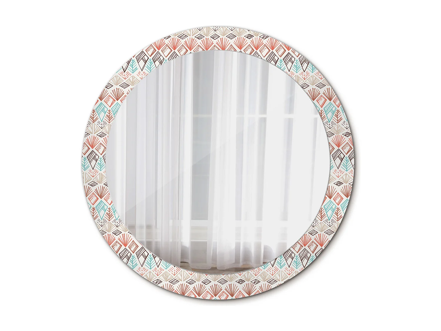 Decoratieve ronde spiegel - etnisch motief - 80 cm