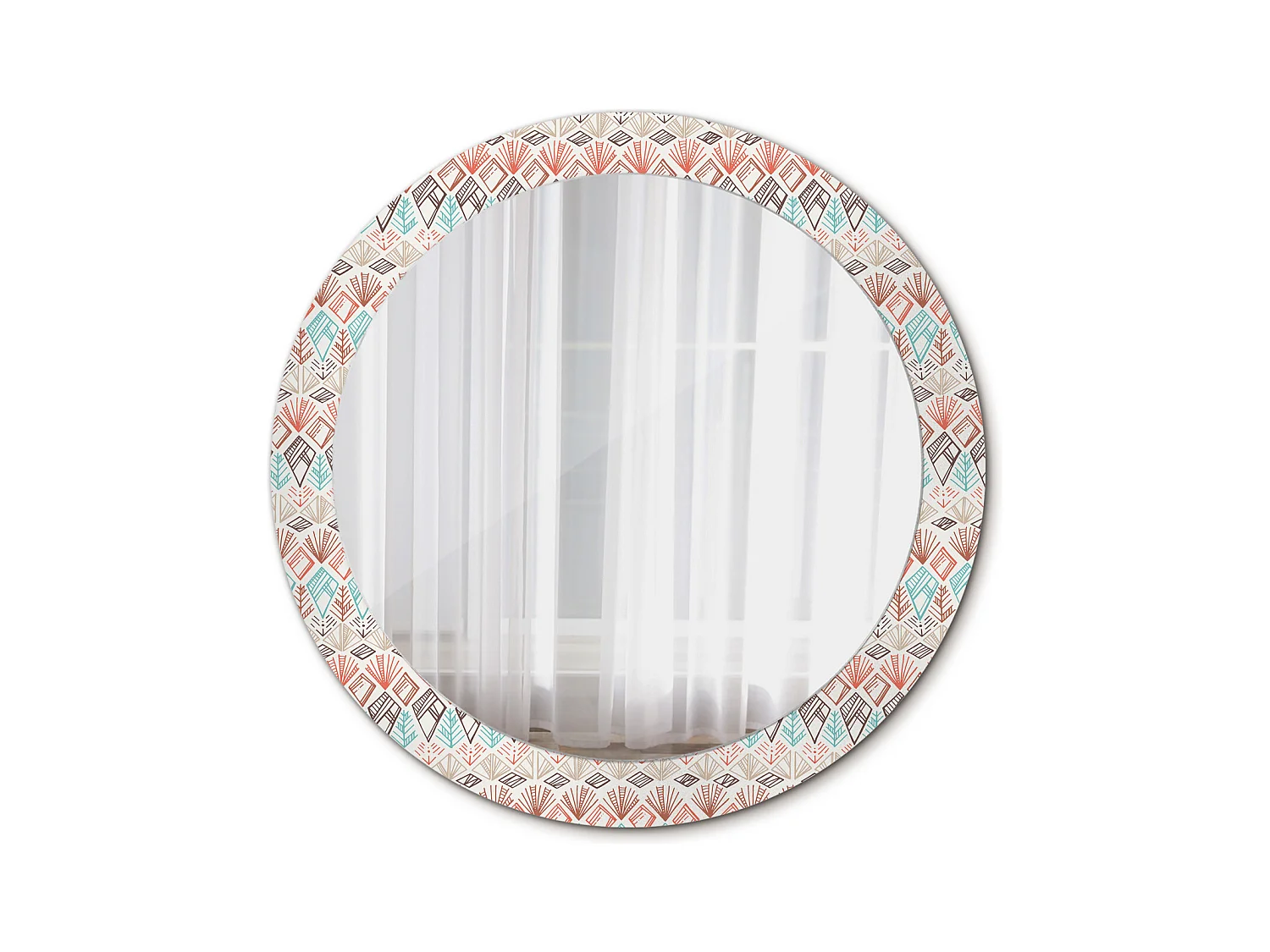 Decoratieve ronde spiegel - etnisch motief - 80 cm