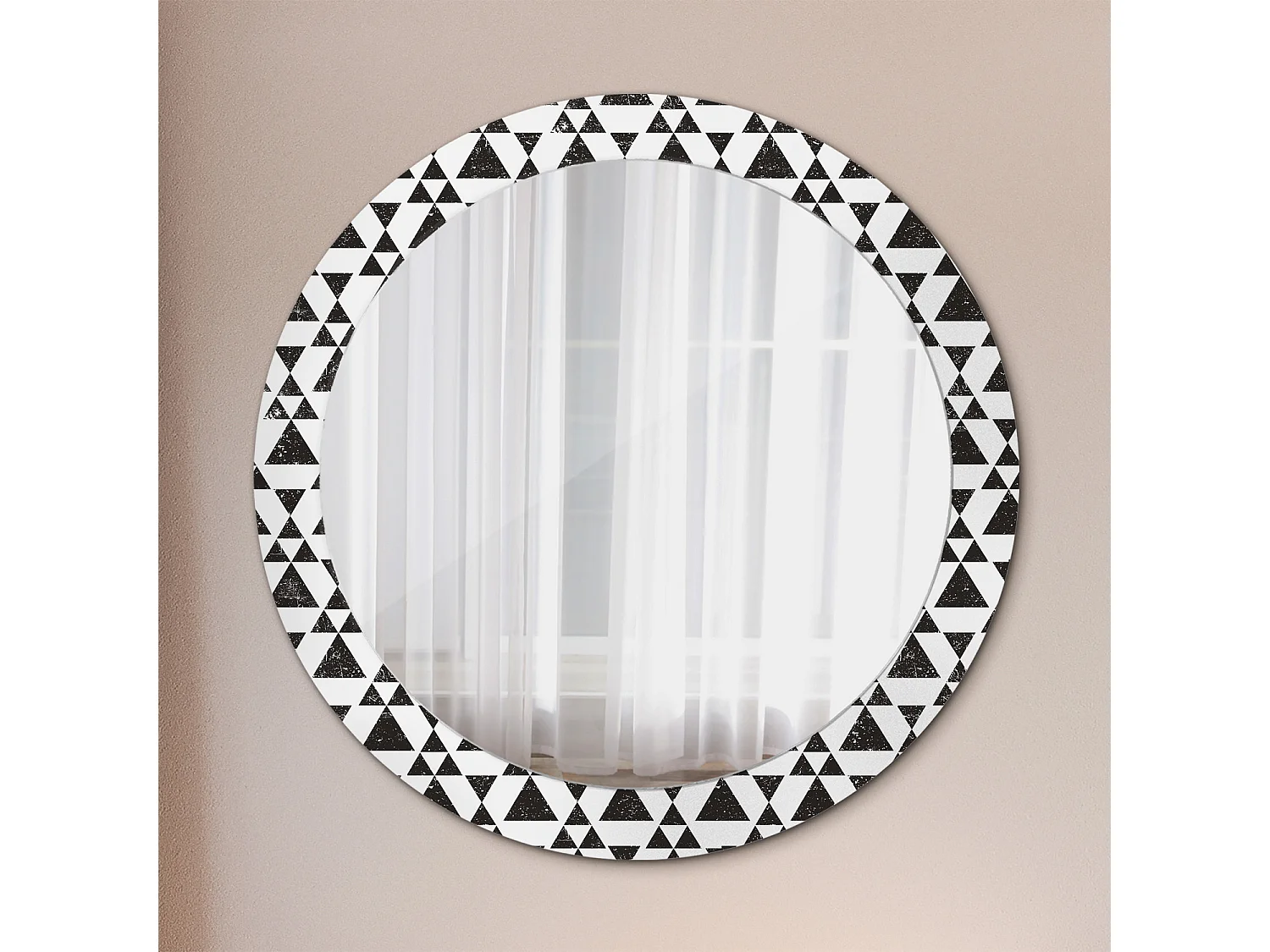 Miroir rond décoratif - Géométrie Triangles - 80 cm