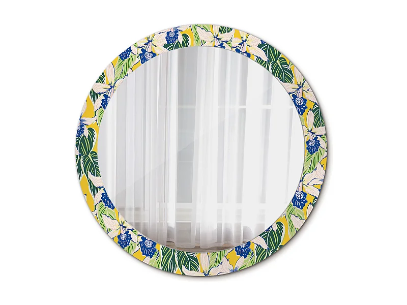 Runder dekorativer Spiegel - Orchideen - 80 cm