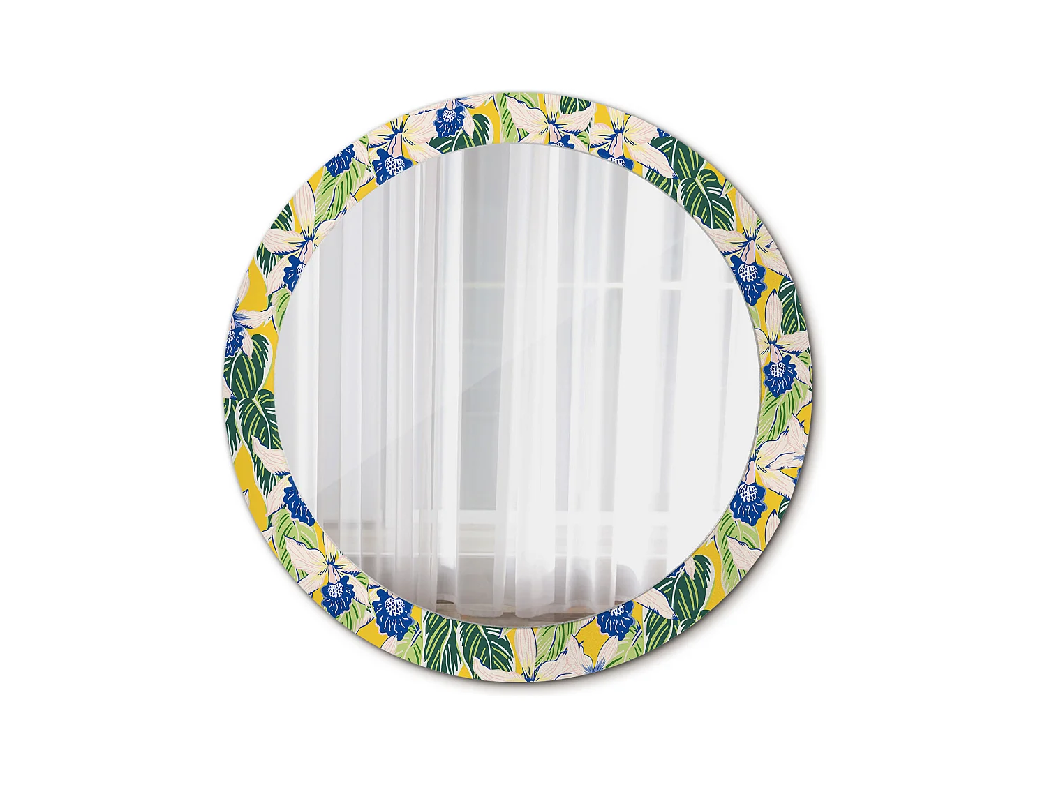 Miroir rond décoratif - Orchidées - 80 cm