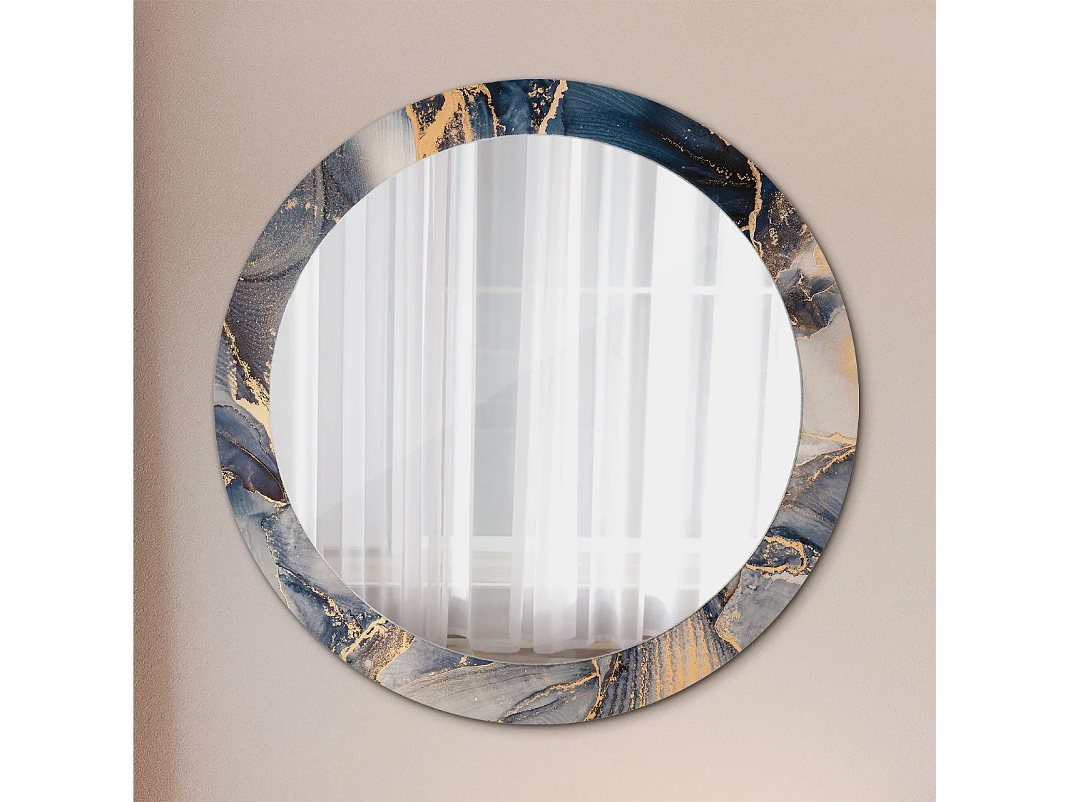 Miroir rond décoratif - Peintures abstraites - 80 cm