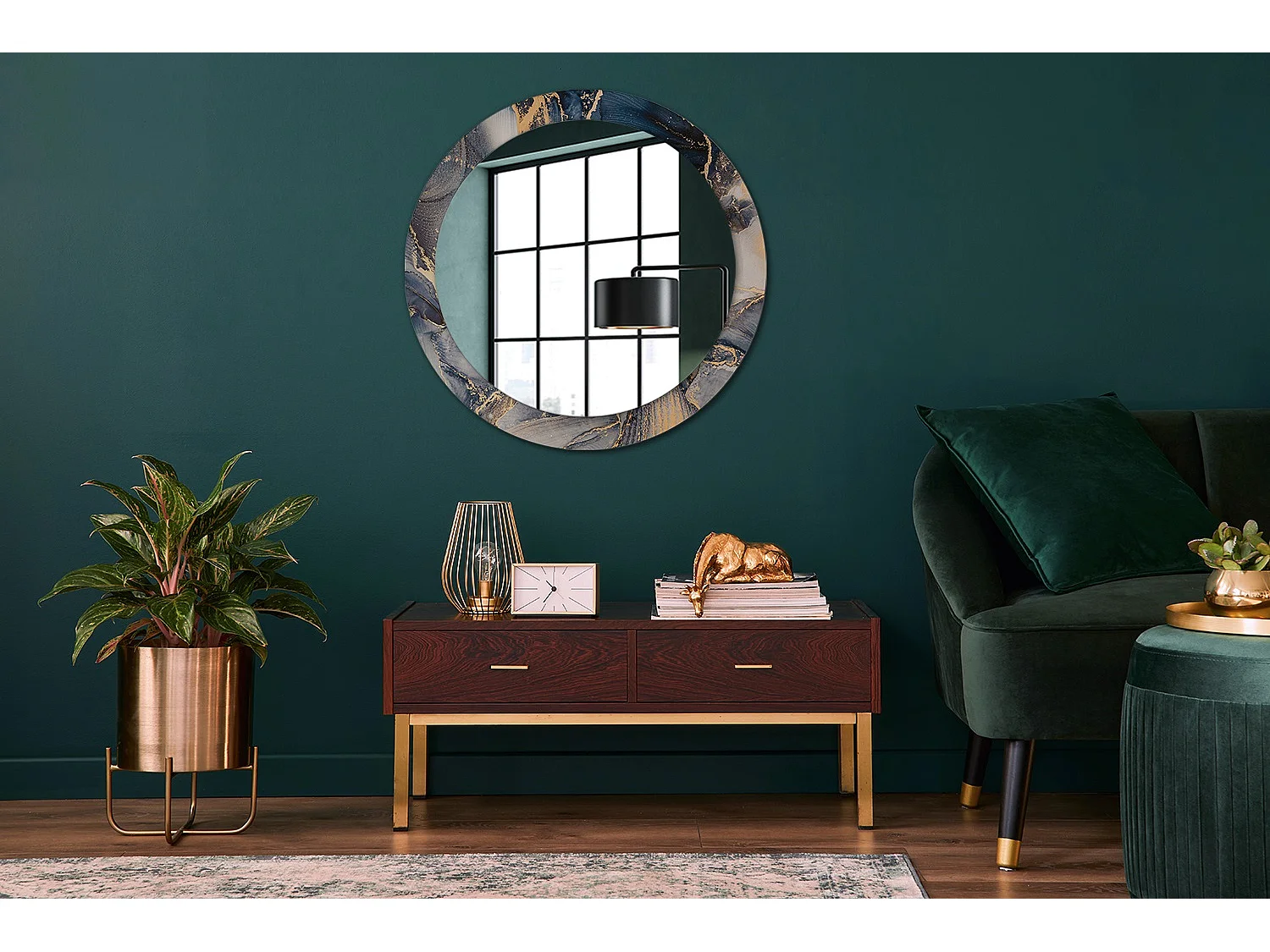 Miroir rond décoratif - Peintures abstraites - 80 cm