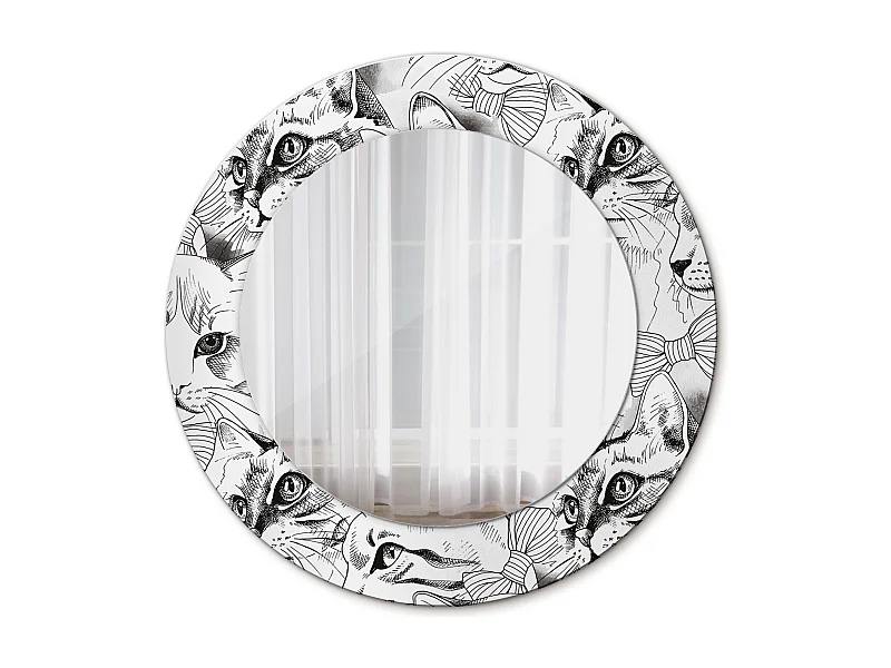 Ronde decoratieve spiegel - katten - 50 cm