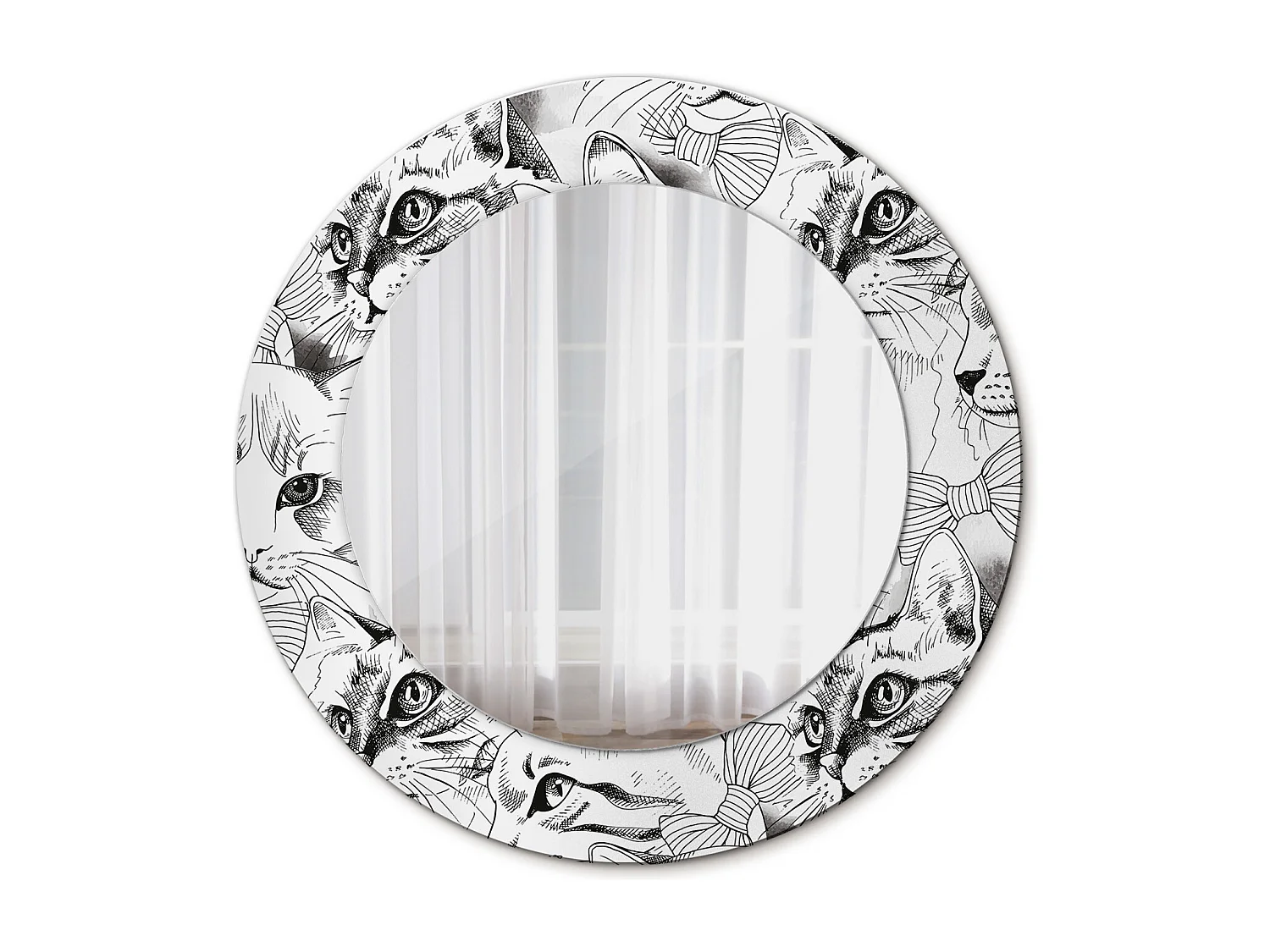 Miroir rond décoratif - Chats - 50 cm