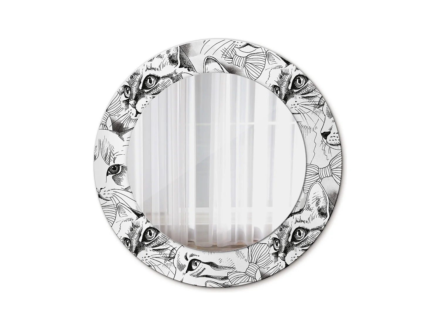Miroir rond décoratif - Chats - 50 cm