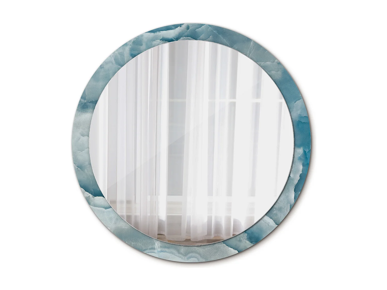Miroir rond décoratif - Marbre onyx bleu - 100 cm