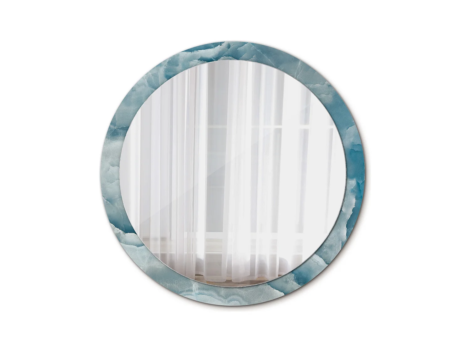 Miroir rond décoratif - Marbre onyx bleu - 100 cm