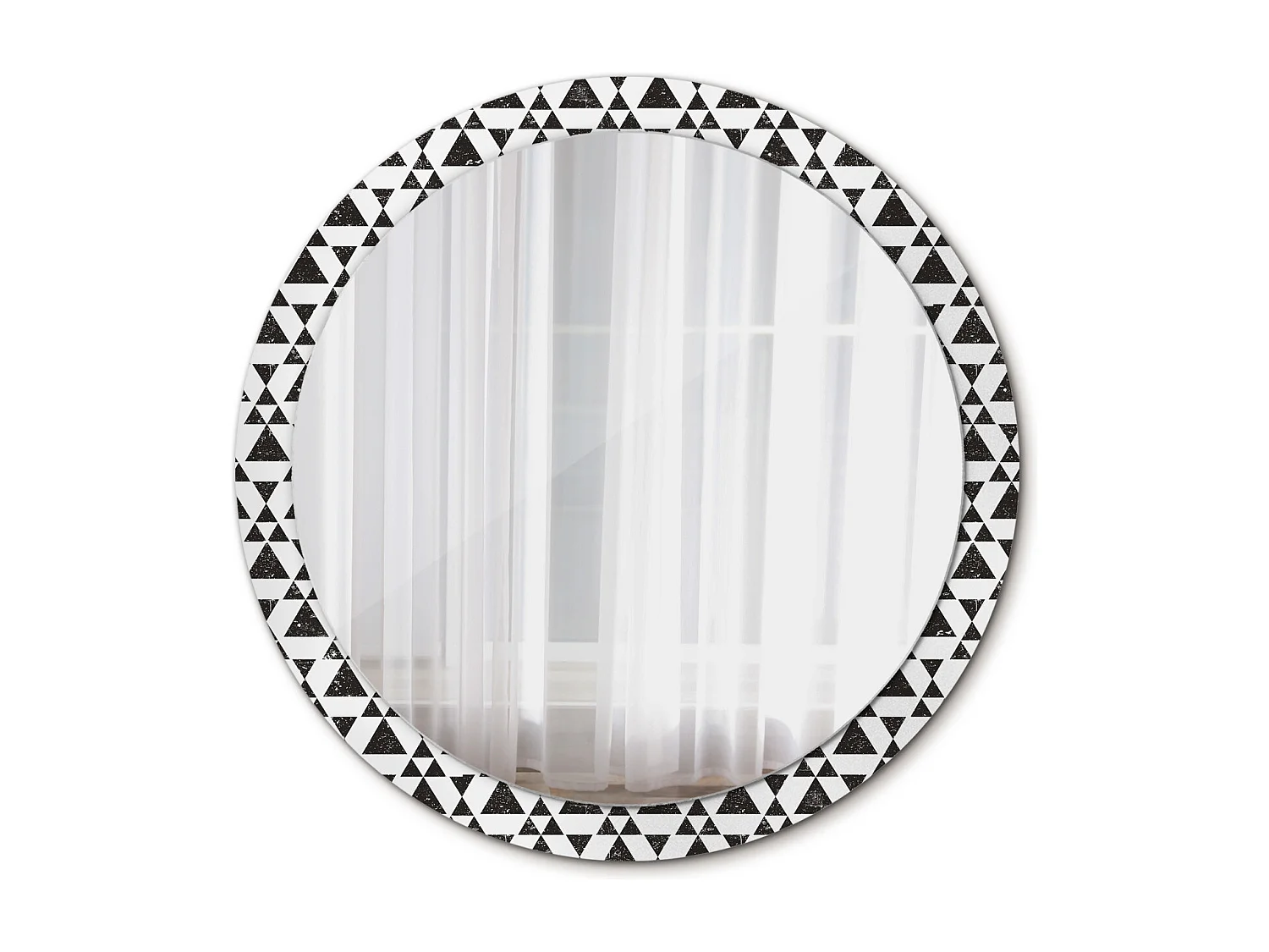 Ronde decoratieve spiegel - geometrische driehoeken - 100 cm