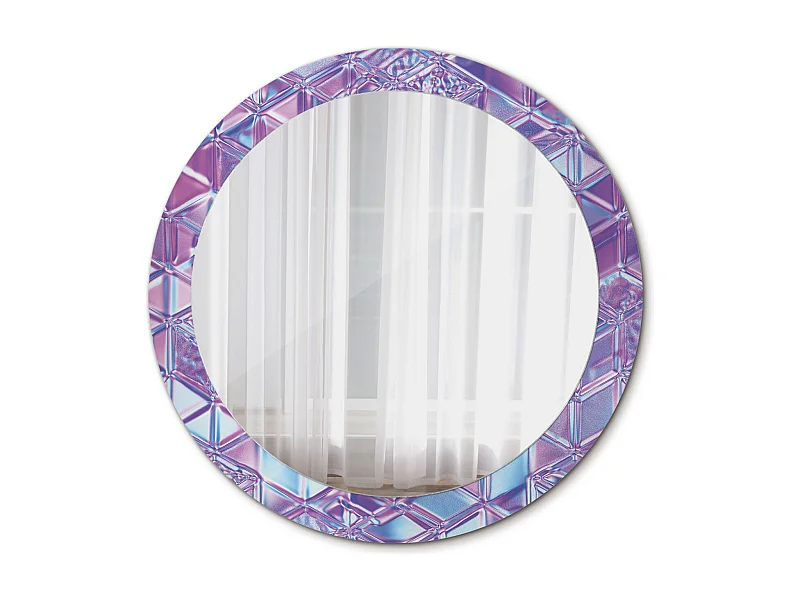 Miroir rond décoratif - Motif cristal - 80 cm