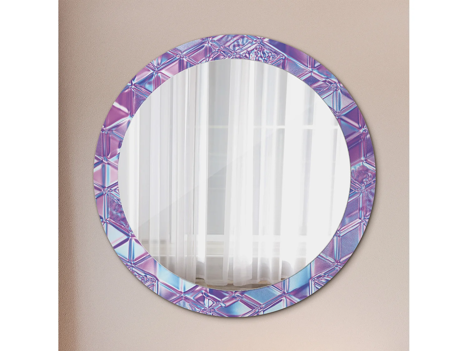 Ronde decoratieve spiegel - kristalpatroon - 80 cm