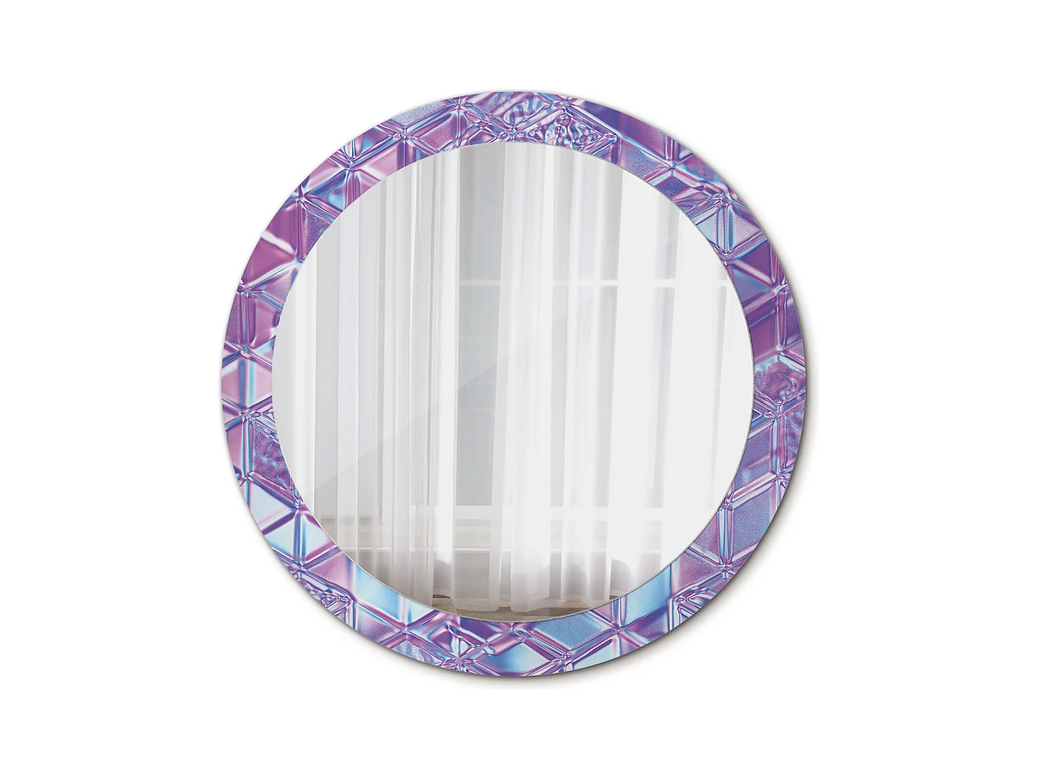 Miroir rond décoratif - Motif cristal - 80 cm