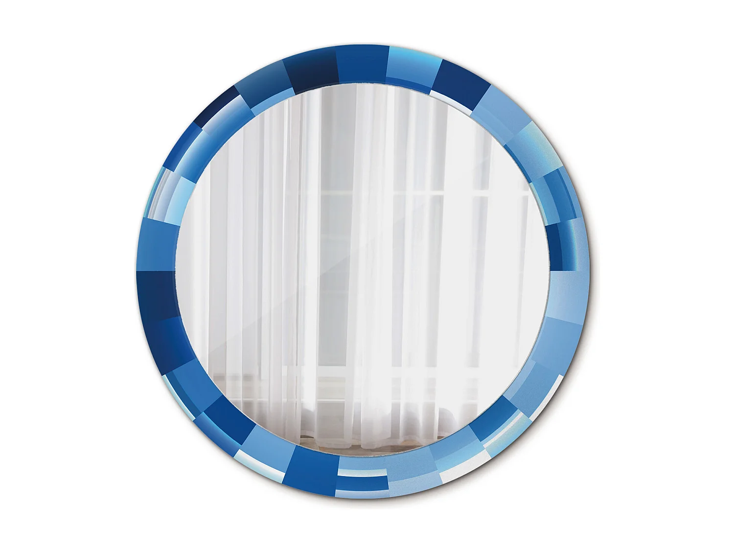 Miroir rond décoratif - Bleu abstrait - 80 cm