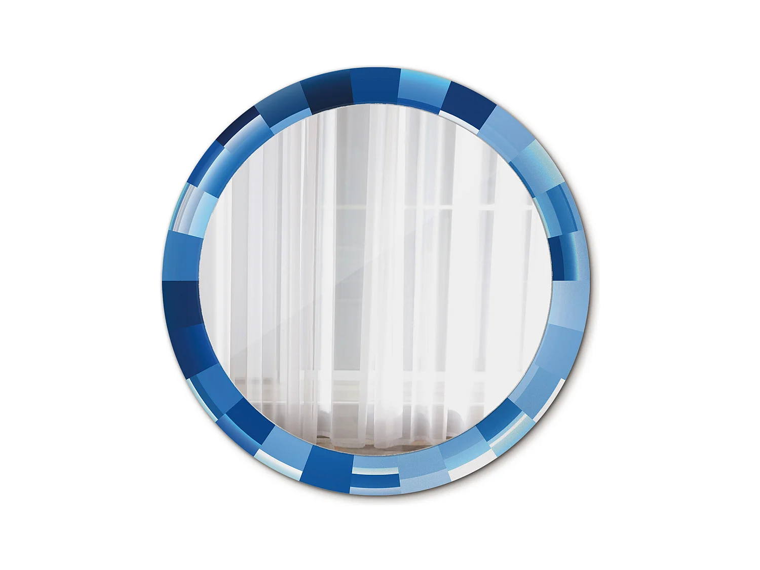 Miroir rond décoratif - Bleu abstrait - 80 cm