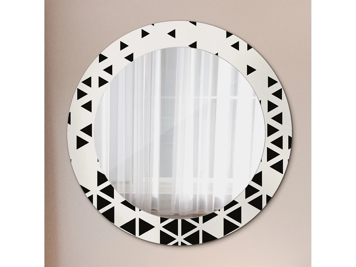 Miroir rond décoratif - Abstraction géométrique - 70 cm