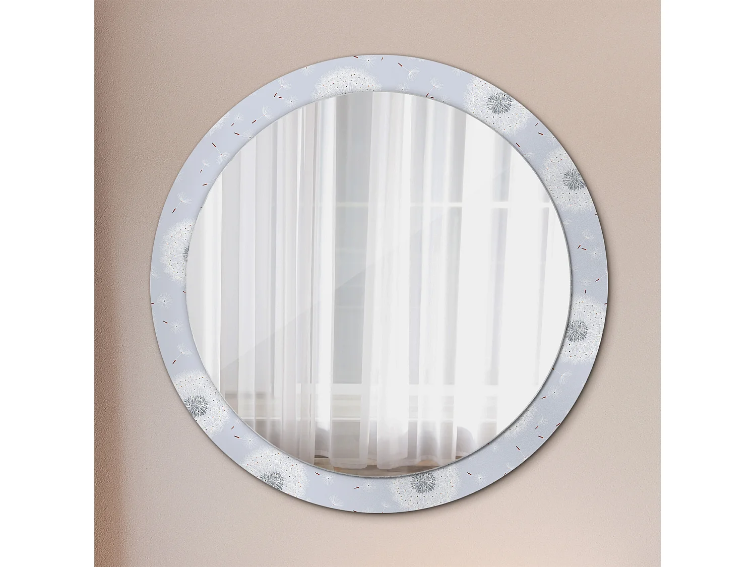 Runder dekorativer Spiegel - Löwenzahn - 90 cm