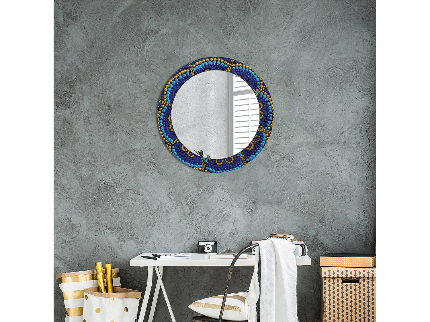 Miroir rond décoratif - Motif Carnaval - 60 cm