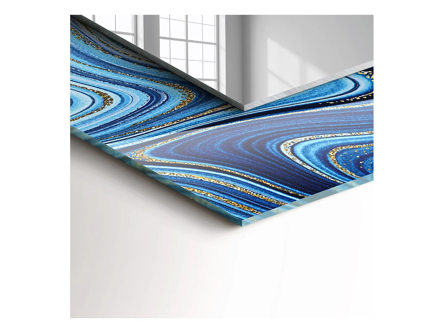 Miroir décoratif avec cadre motif bleu 80 x 60 cm