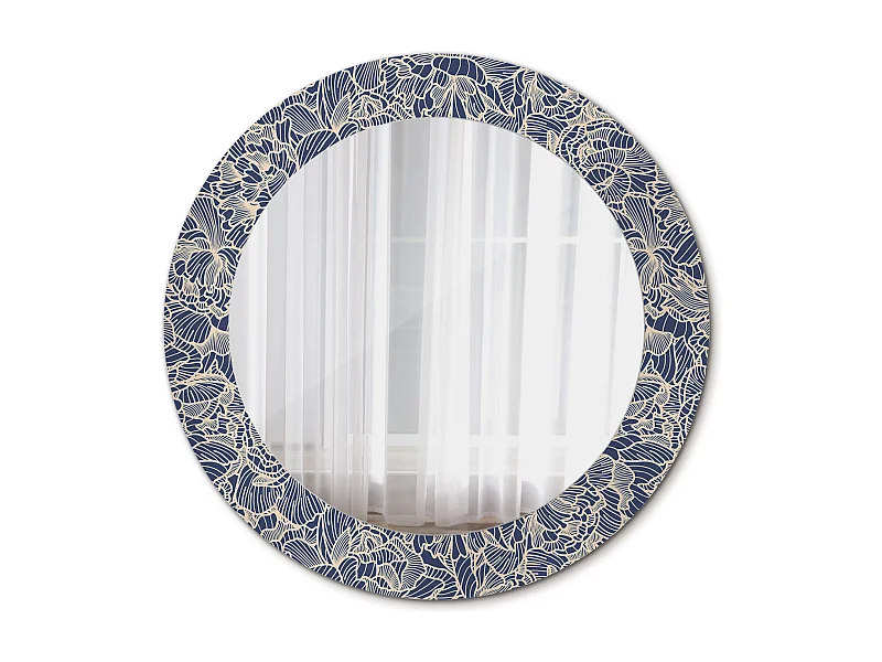 Runder dekorativer Spiegel - Blumen - 60 cm