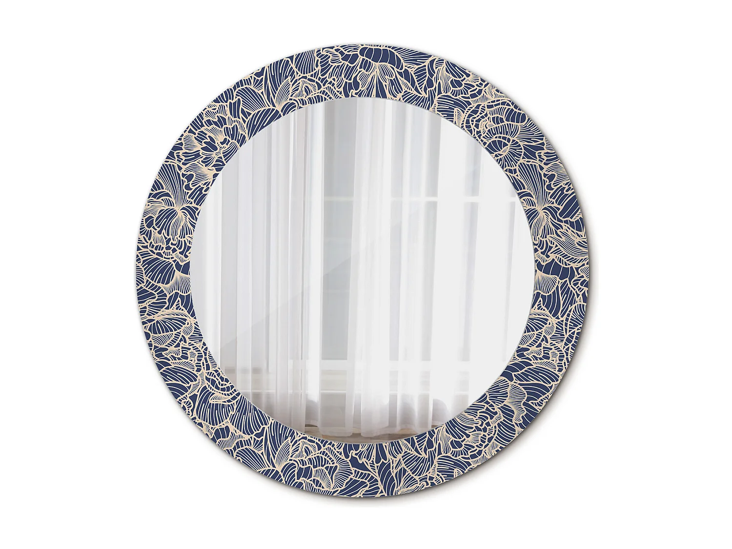 Runder dekorativer Spiegel - Blumen - 60 cm