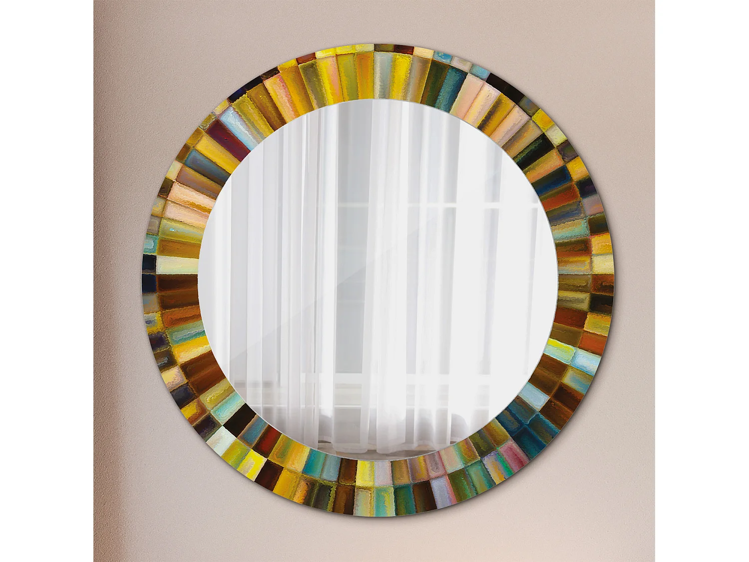 Specchio rotondo decorativo - Raggi colorati - 60 cm