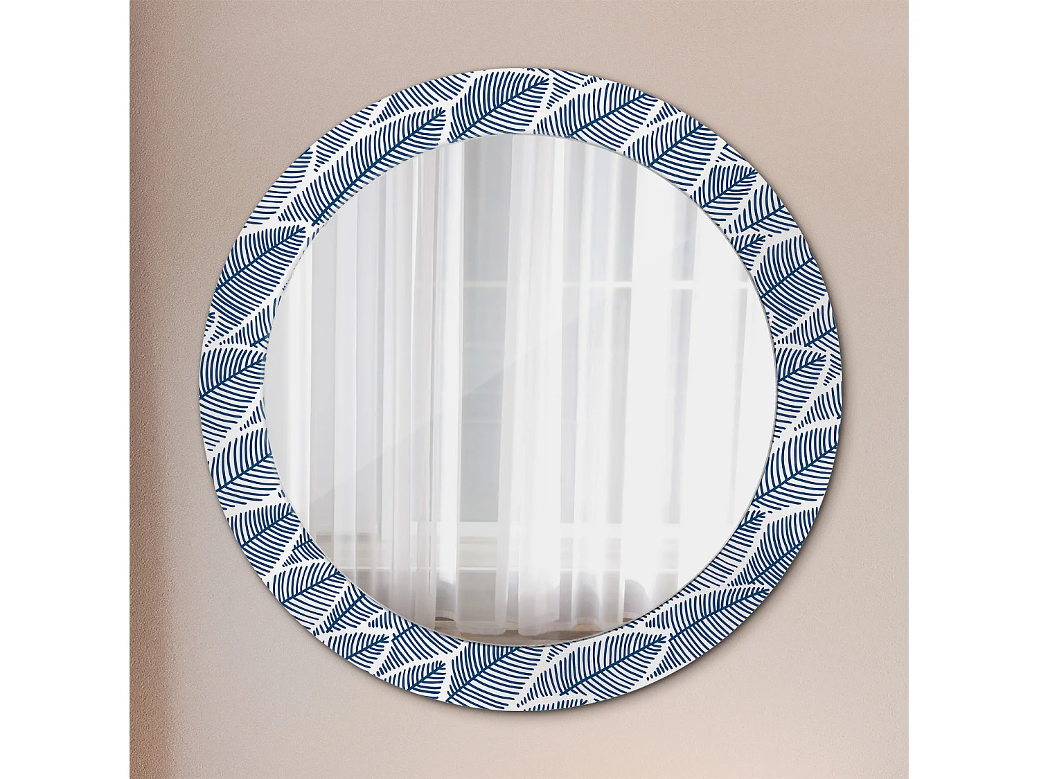 Miroir rond décoratif - Marbre blanc - 70 cm
