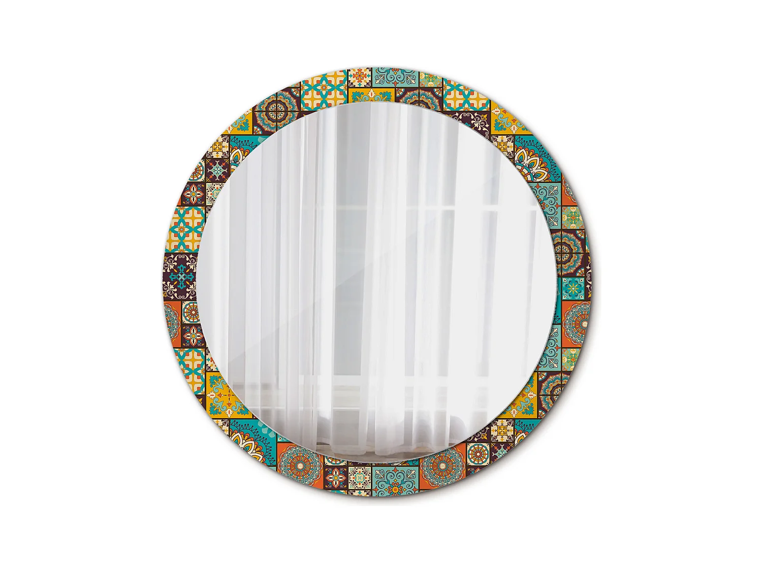 Miroir rond décoratif - motif arabe - 90 cm