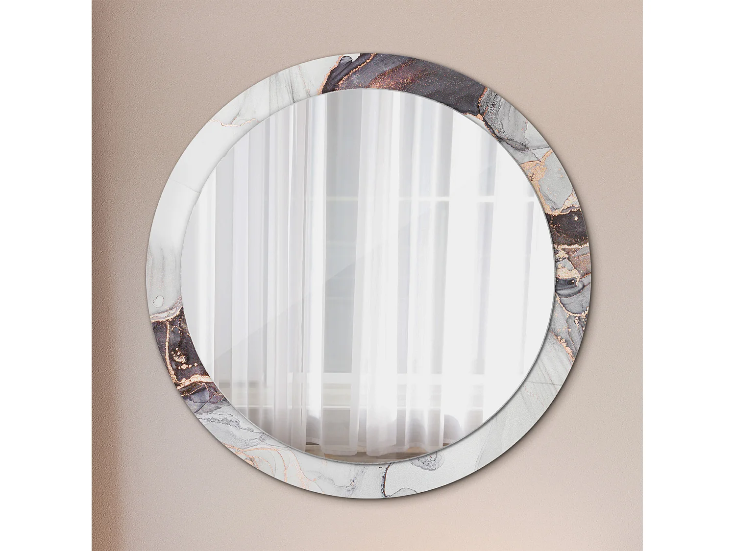 Miroir rond décoratif - Marbre abstrait - 90 cm