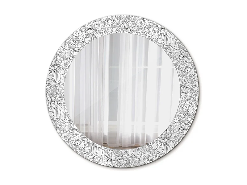 Miroir rond décoratif - Fleurs de Lotus - 70 cm
