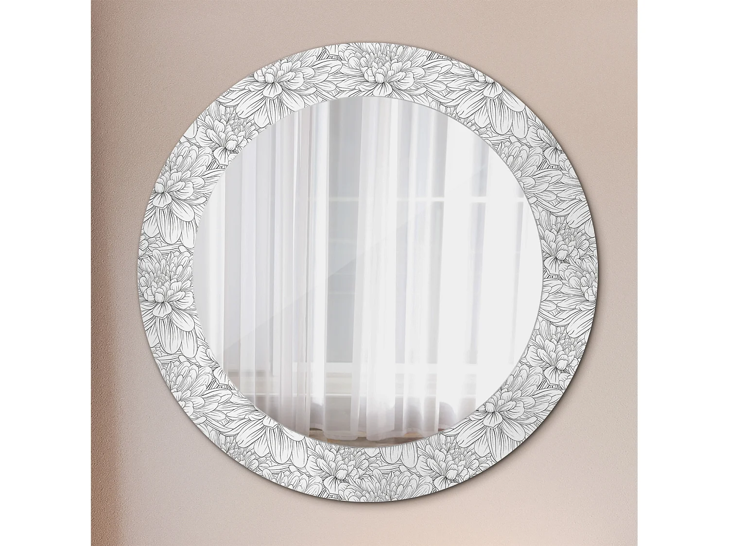 Miroir rond décoratif - Fleurs de Lotus - 70 cm