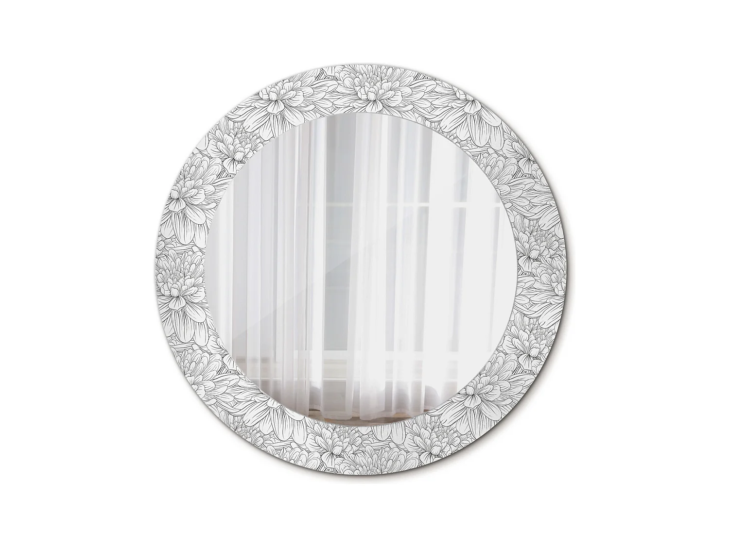 Specchio rotondo decorativo - Fiori di loto - 60 cm