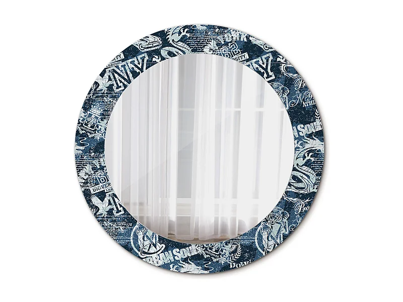 Miroir rond décoratif - Collage New York - 70 cm