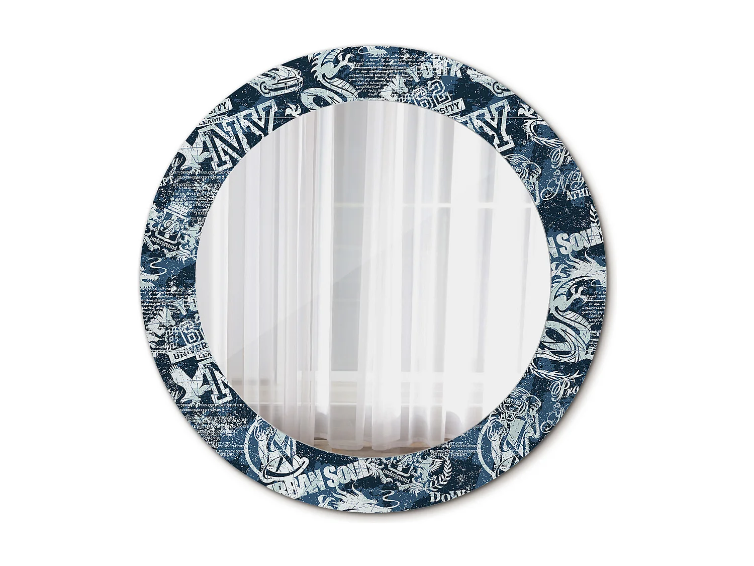 Dekorativer runder Spiegel - Collage New York - 60 cm