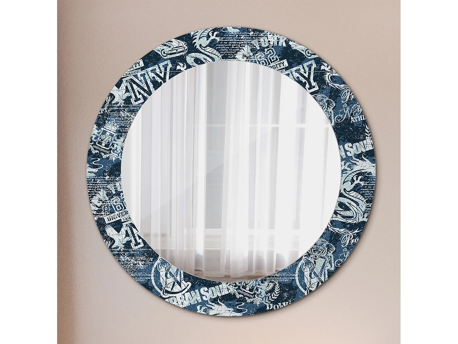 Dekorativer runder Spiegel - Collage New York - 60 cm